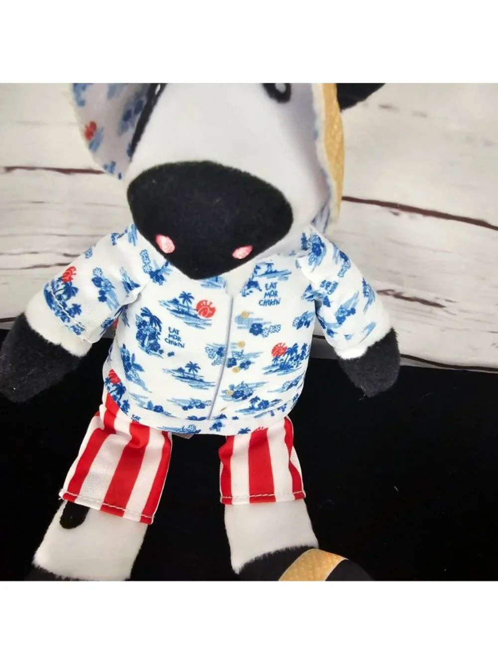 Chick Fil A Cabana Cow Stuffed Animal Hawaiian Shirt Straw Hat Red/White Striped